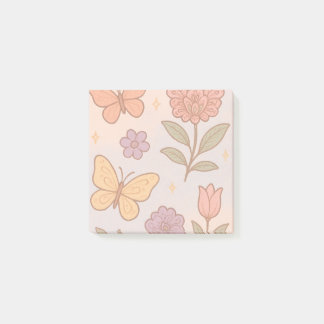 Pastel Butterfly-blomman Post dess Post-it Block