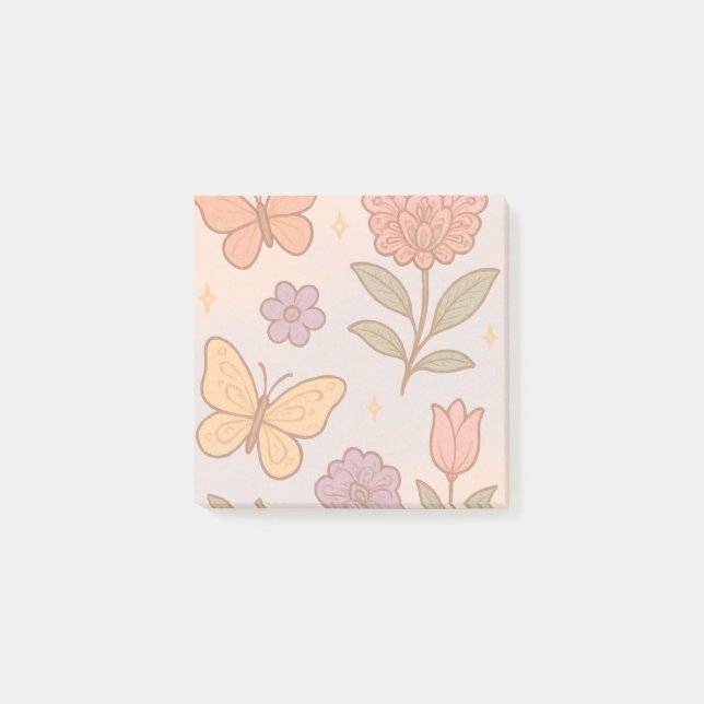 Pastel Butterfly-blomman Post dess Post-it Block (Framsida)