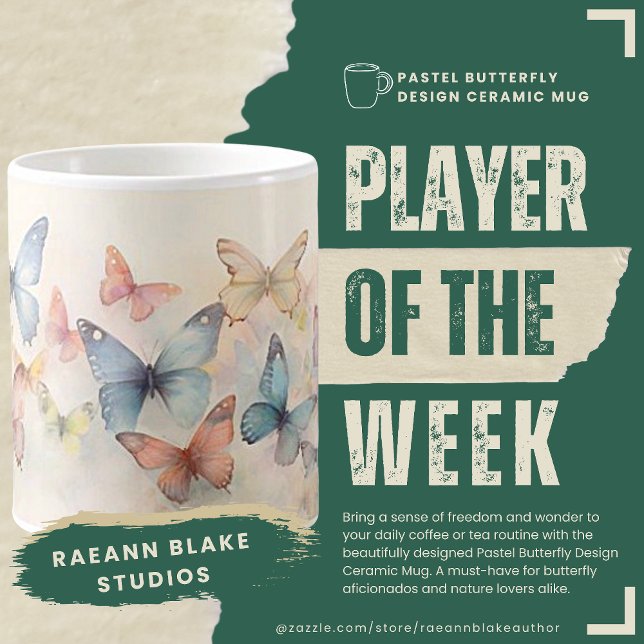 Pastel Butterfly Design Ceramic Mugg (Skapare uppladdad)