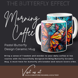 Pastel Butterfly Design Ceramic Mugg