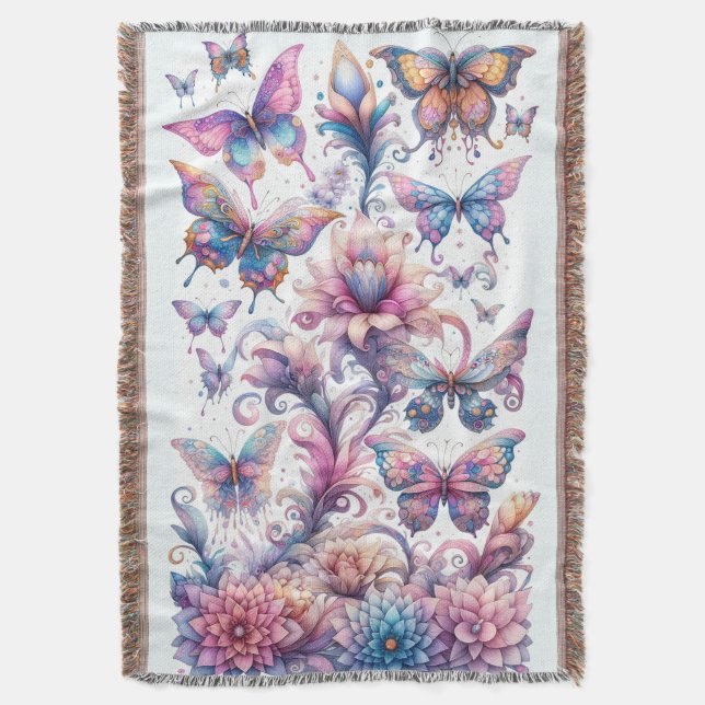 Pastel Butterfly Mysigt Blanket Filt (Framsidan Vertikal)