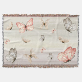 Pastel Butterfly Whimsical Boho Throw Blanket Filt