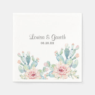 Pastel Cactus Flower Bröllop Personlig Pappersservett