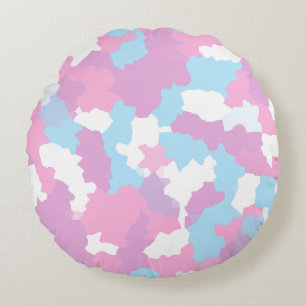 Pastel Camouflage Abstrakt Art Mönster Rund Kudde