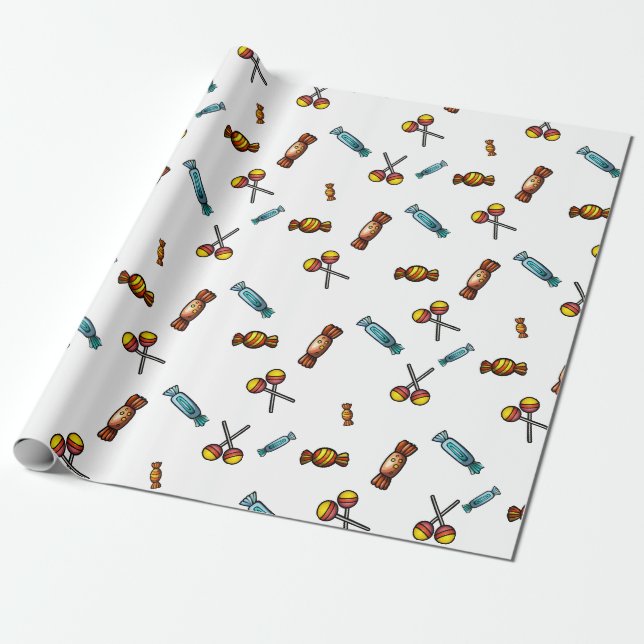 Pastel Candies Presentpapper (Utrullad)