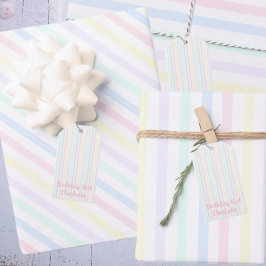 Pastel Candy Rand Birthday Girl Presentetikett