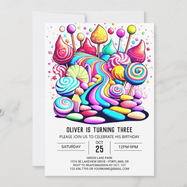 Pastel Candy Sweet Chocolate Birthday Inbjudningar (Framsida)