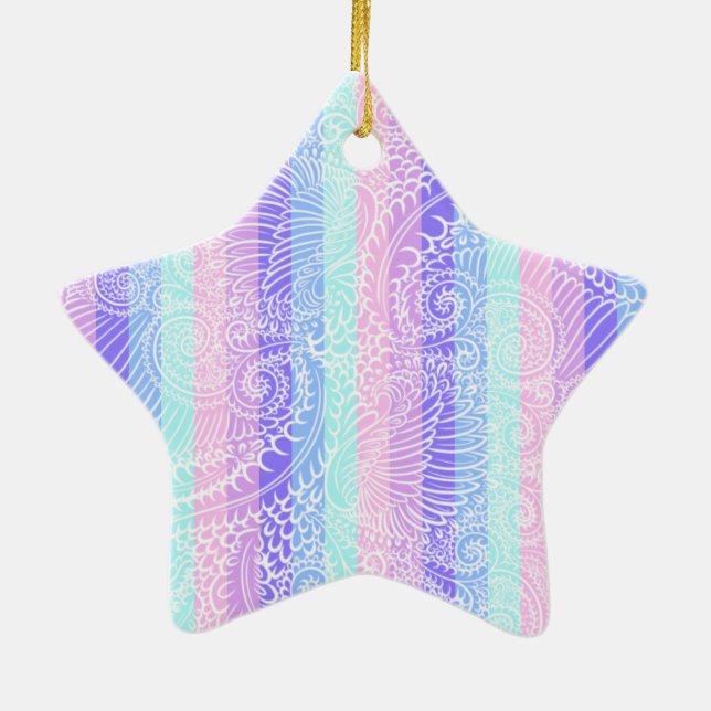 Pastel Candy Swirls | Mjuka Fantasy Mönster Julgransprydnad Keramik (Baksidan)