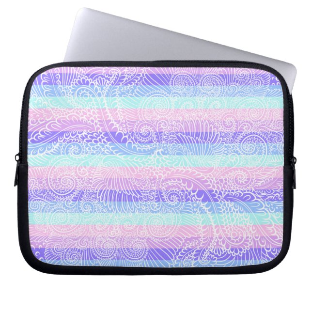Pastel Candy Swirls | Mjuka Fantasy Mönster Laptop Sleeve (Framsidan)