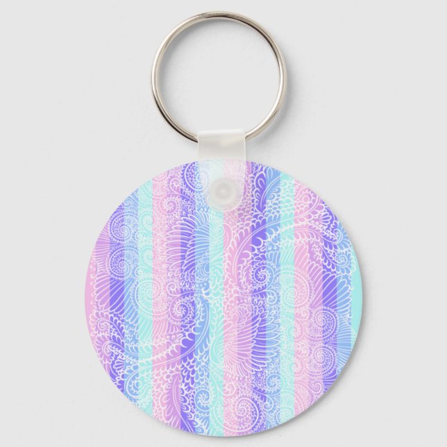 Pastel Candy Swirls | Mjuka Fantasy Mönster Nyckelring (Framsida)