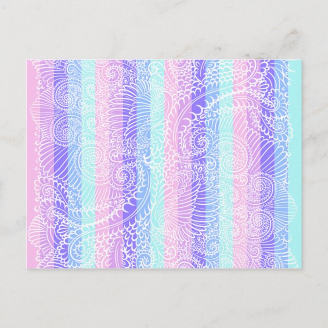 Pastel Candy Swirls | Mjuka Fantasy Mönster Vykort (Framsida)