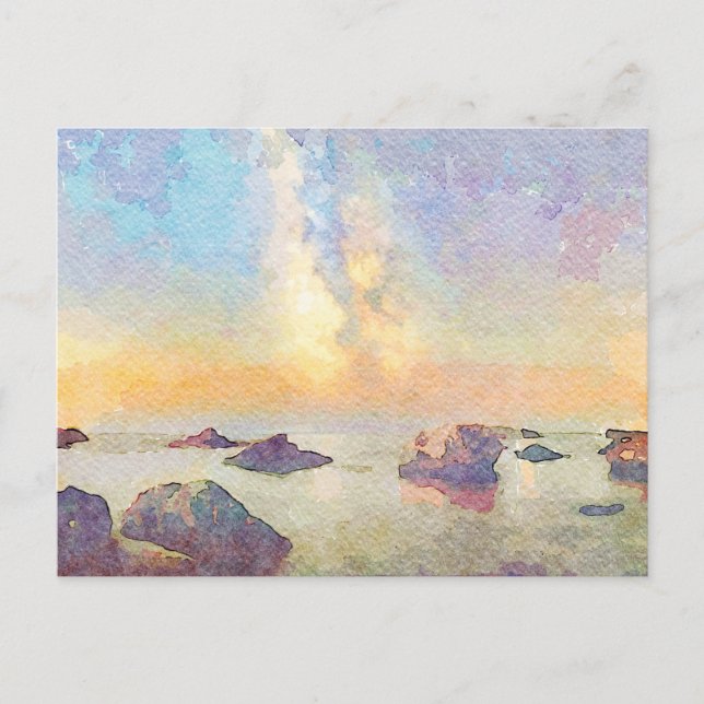 *~ Pastel Cannelle Beach Italia Italien Sunset AP1 Vykort (Framsida)