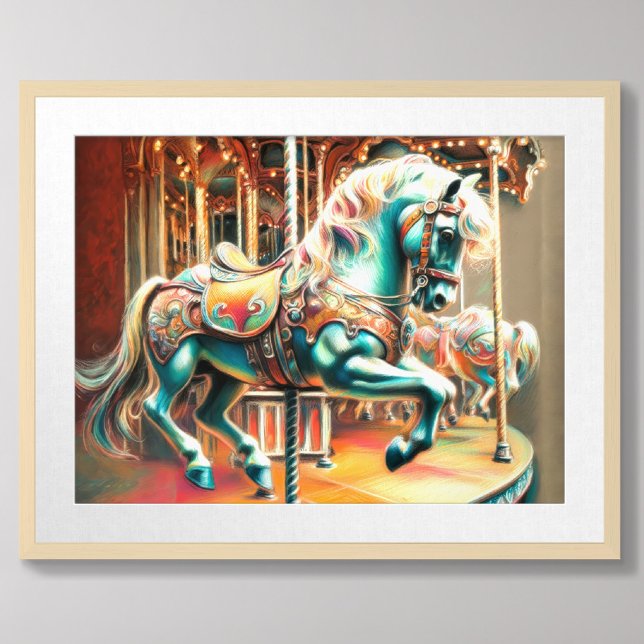 Pastel Carousel Horse Merry Go Round Poster (Skapare uppladdad)