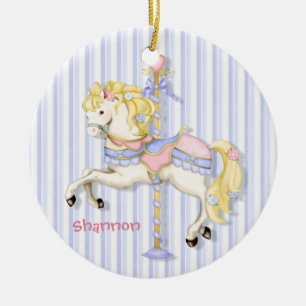 Pastel Carousel Pony Julgransprydnad Keramik