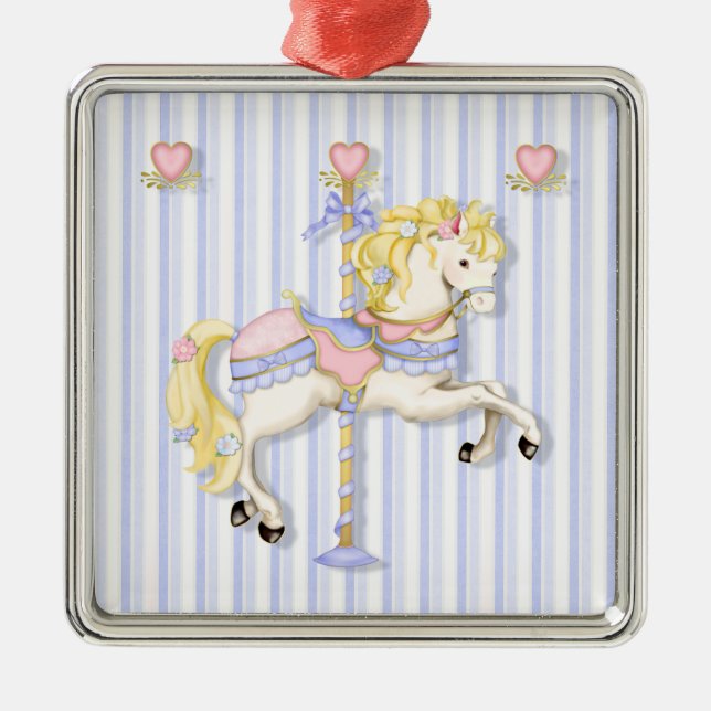 Pastel Carousel Pony Julgransprydnad Metall (Framsidan)