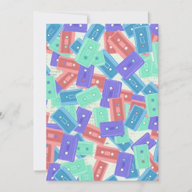 Pastel Cassette Tapes - 90:s Aesthetic Music Tack Kort (Framsida)
