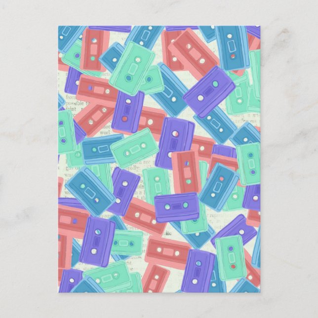 Pastel Cassette Tapes - 90:s Aesthetic Music Vykort (Framsida)