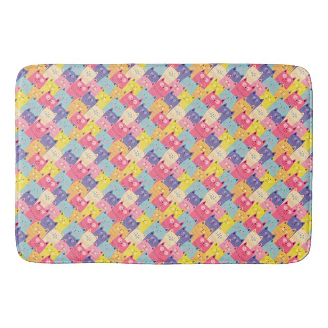 Pastel Cats Art Shower Curtains - Powder Room Gift Badrumsmatta (Framsidan)