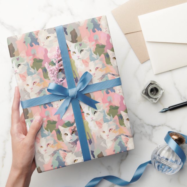 Pastel Cats Colorful Mönster Presentpapper (Gifting)