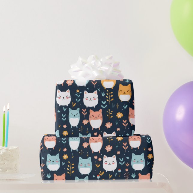 Pastel Cats Mönster Presentpapper (Festgåvor)