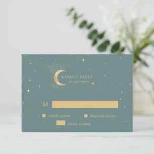 Pastel Celestial Guld Måne OSA Responskort Kort