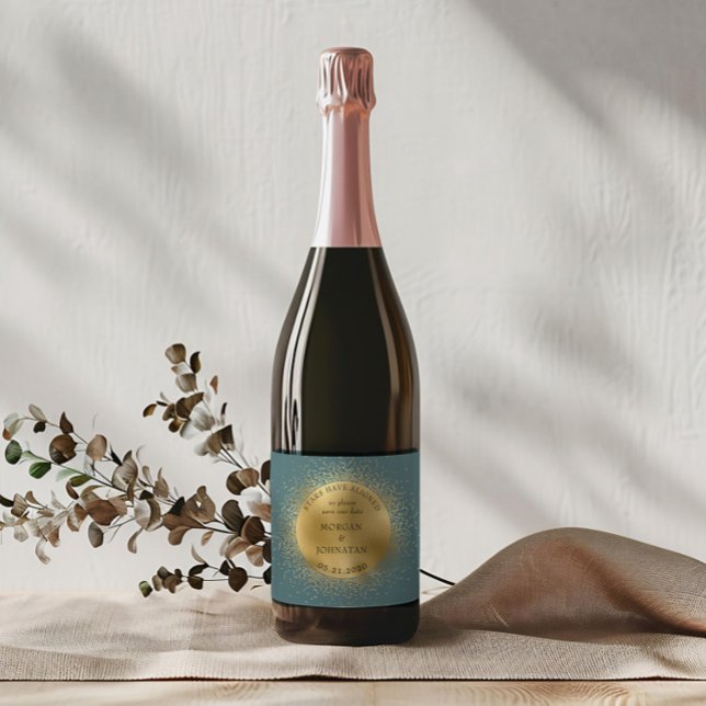 Pastel Celestial Guld Måne sparar datumet (Skapare uppladdad)