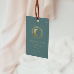 Pastel Celestial Guld Måne sparar datumfoto Presentetikett