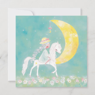 Pastel Celestial Pony and Crescent Moon Julkort