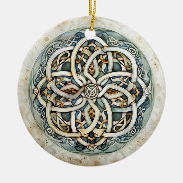 Pastel Celtic Knot Julgransprydnad Keramik (Framsidan)