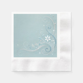 Pastel Cerulean Blommigt Motif Design Pappersservett