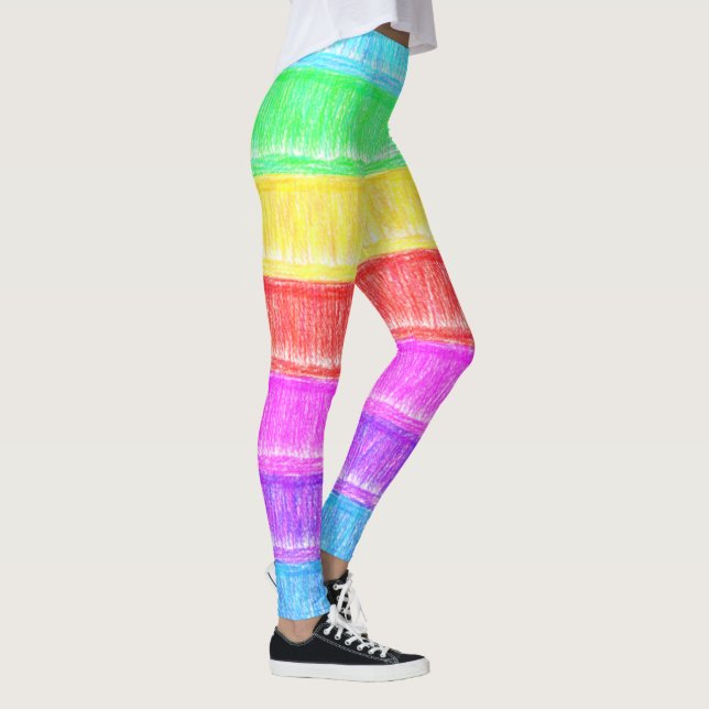 Pastel Chalk Rainbow Rand Leggings (Höger)