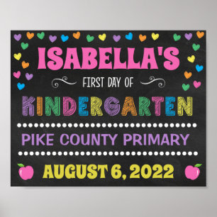 Pastel Chalkboard, första dagen av Kindergarten-si Poster