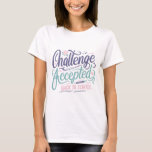 Pastel Challenge Back to School Vibes T Shirt<br><div class="desc">Start your school year with confidence and calm using this pastel-themed “Challenge Accepted. Back to School.” t-shirt — featuring soft script typography in gentle lavender and mint tones. Designed for students who lead with grace and strength, this stylish tee blends motivation with modern school vibes. Whether you're heading to campus...</div>