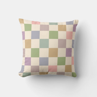 Pastel Checker för geometrisk retro Mönster Kudde