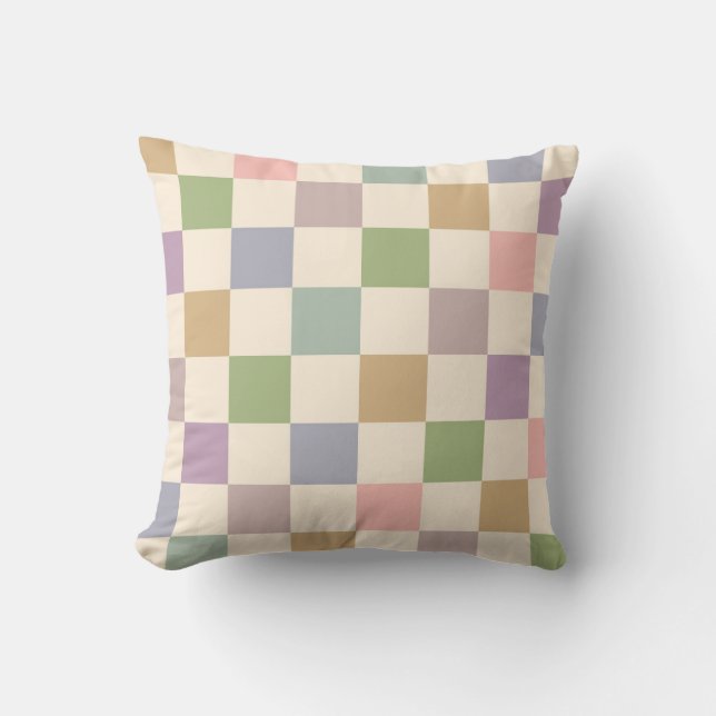 Pastel Checker för geometrisk retro Mönster Kudde (Framsida)