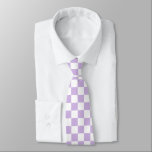 Pastel Checkerboard Checks Mönster Retro Lilac Slips<br><div class="desc">Coola-styrd mönster-halssnitts utformning. Pastel lilac lavender violet lila och vita små checkar mönster necktie.</div>