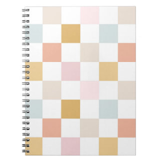 Pastel Checkered Summer Retro Colorful Pattern Anteckningsbok