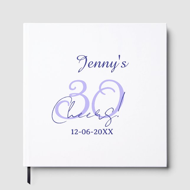 Pastel cheers 30th birthday purple elegant name da gästböcker (Framsida)