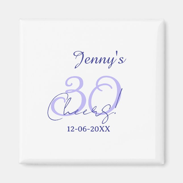 Pastel cheers 30th birthday purple elegant name da magnet (Framsidan)