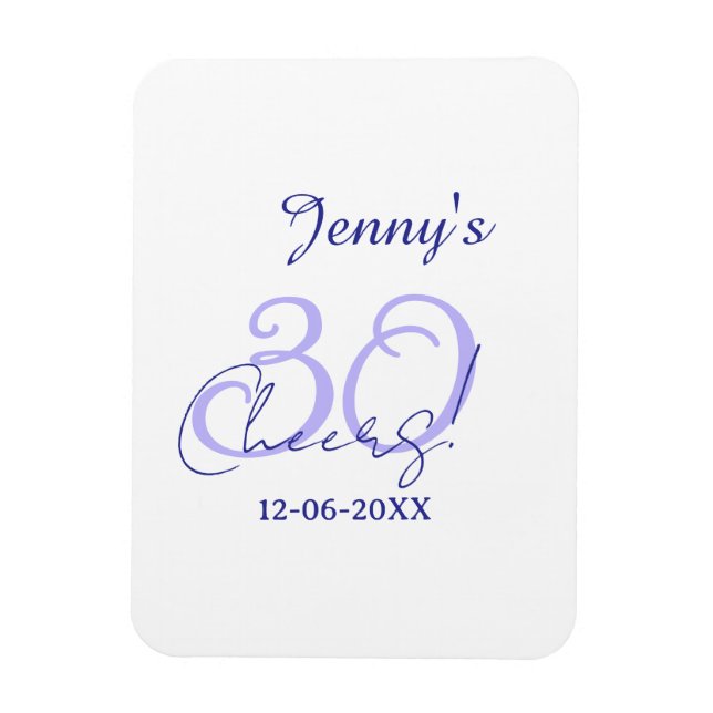 Pastel cheers 30th birthday purple elegant name da magnet (Vertikal)