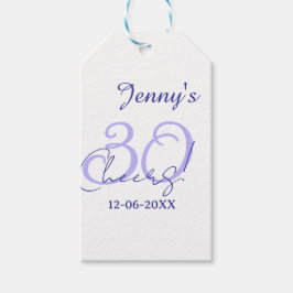 Pastel cheers 30th birthday purple elegant name da presentetikett