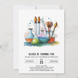Pastel Chemistry Exploration Scientist Birthday Inbjudningar
