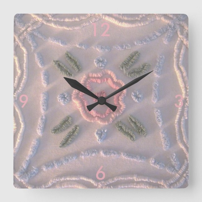 Pastel Chenille Wall Clock Fyrkantig Klocka (Framsida)