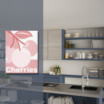 Pastel Cherries Rosa & White Kitchen Decor