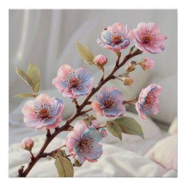 Pastel Cherry-Blommarna: Mjuk botanisk konst Perfect Poster