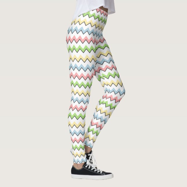 Pastel Chevron-Drop Shadow by Shirley Taylor Leggings (Höger)