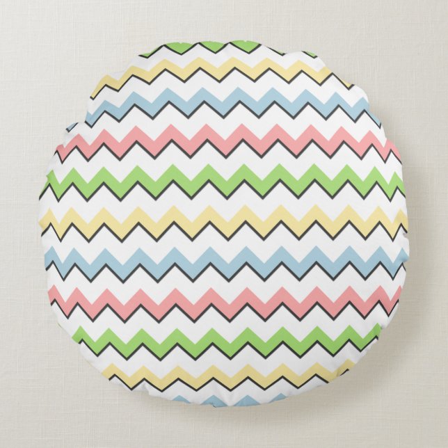 Pastel Chevron-Drop Shadow by Shirley Taylor Rund Kudde (Framsidan)