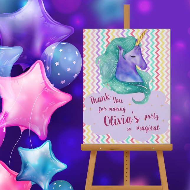 Pastel Chevron Magic Tack för Unicorn Birthday Poster (Skapare uppladdad)