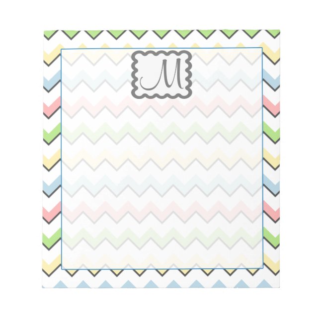 Pastel Chevron med Monogram av Shirley Taylor Anteckningsblock (Framsida)