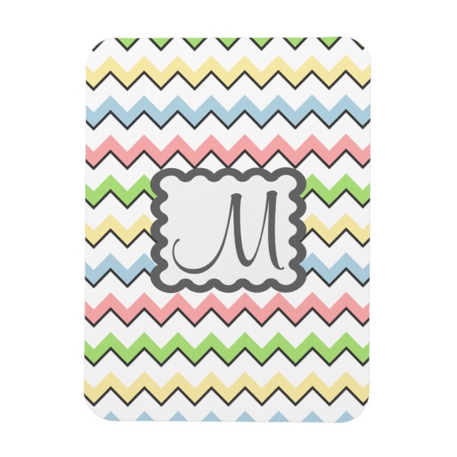 Pastel Chevron med Monogram av Shirley Taylor Magnet (Vertikal)